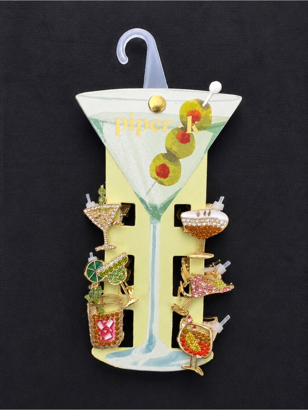 Piper K Crystal Cocktail Brooch Set Gold Tone Fashion Pins